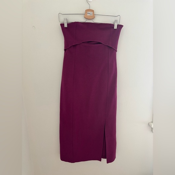 Anthropologie Merlot Ribbed Cutout Strapless Dress - Picture 3 of 9